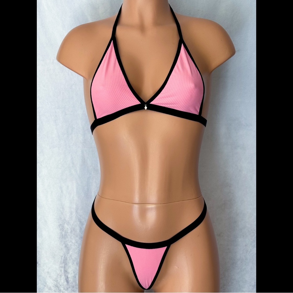Black & Pink, Halter, Lingerie Set